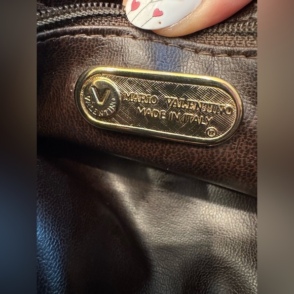 Mario Valentino Vintage Monogram Crossbody Bag – Brown Greige Leather Trim - Picture 11 of 16